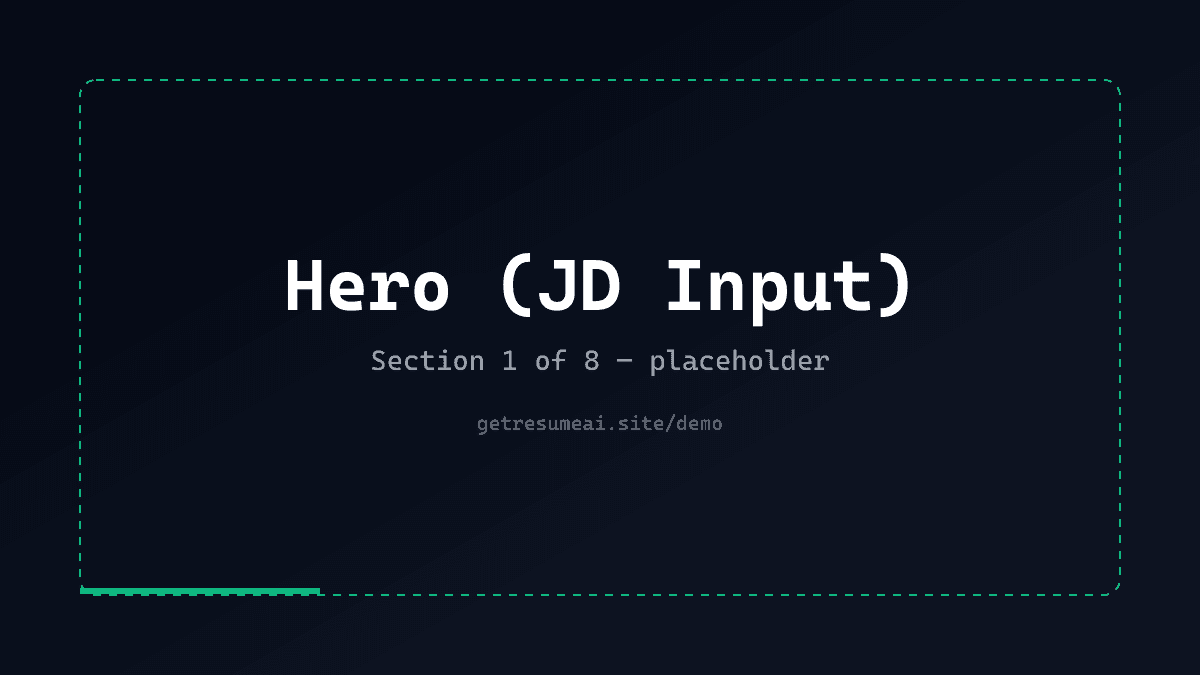 ResumeAI hero with a job description input box and call-to-action — placeholder